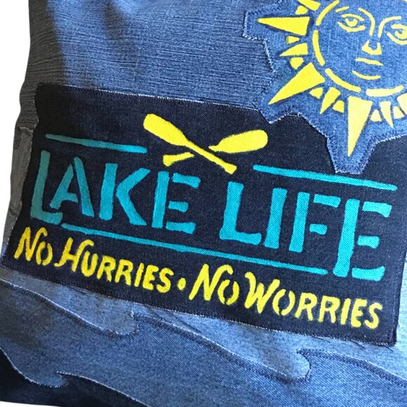 Lake Life Pillow Cover 18 x 18, Boating Fishing Waves Lakehouse Cabin Decor - Picture 8 of 10